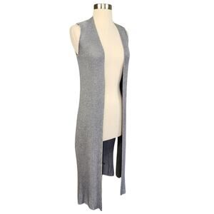 Lord & Taylor Design Lab Womens Duster Sweater Vest Size XS Gray Stretchy Ribbed